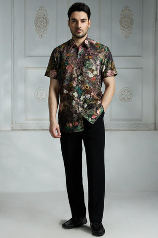 Black signature floral printed shirt