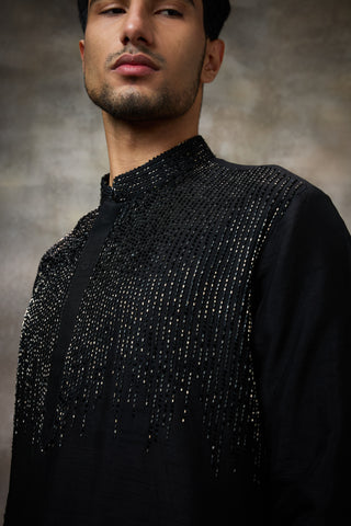 Black embellished kurta set