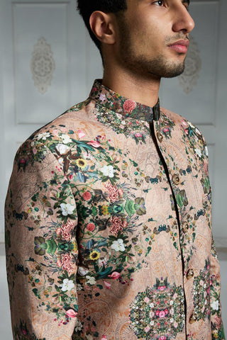 Multicolor printed sherwani set