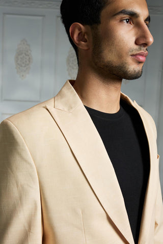Beige solid blazer