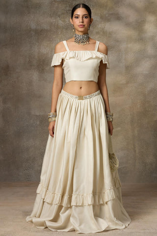 Ivory ruffled top and skirt set