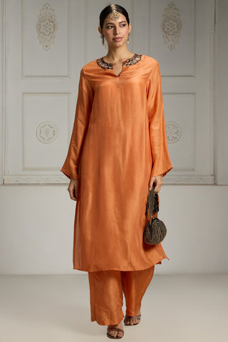 Orange solid tunic set