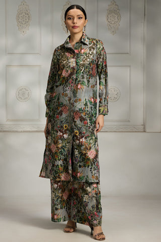 Blue shirt styled tunic set