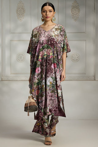 Maroon printed tuic set