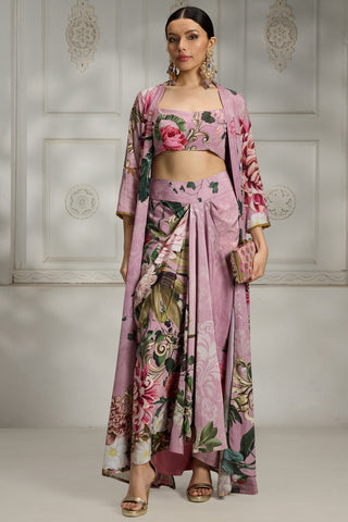 Pink printed cape set