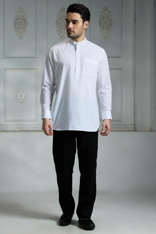 White cotton solid shirt