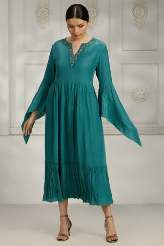 Blue embroidered dress