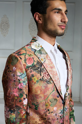 Orange printed blazer