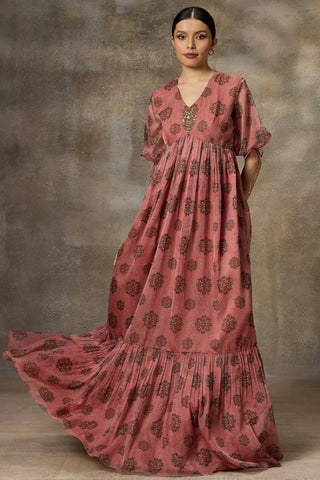 Pink floral printed gown
