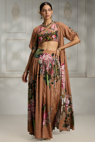 Orange printed cape set