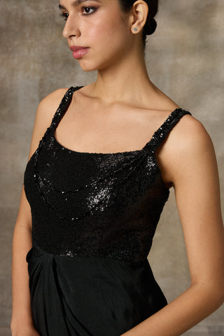 Black drapped gown
