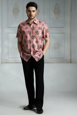 Pink floral printed shirt