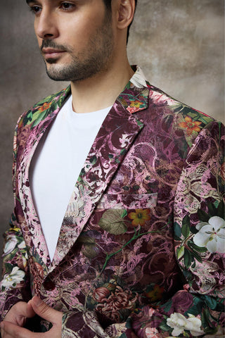 Maroon printed blazer