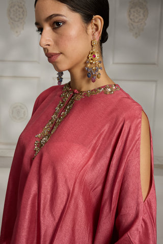 Pink drapped dhoti set