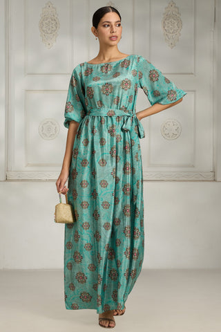 Blue floral printed dress