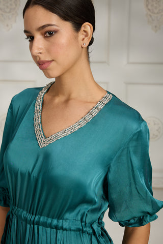 Blue v-neck gown