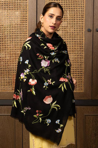 Stole Indian Wedding - Black English Garden by Mauli