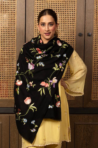 Stole Indian Wedding - Black English Garden by Mauli