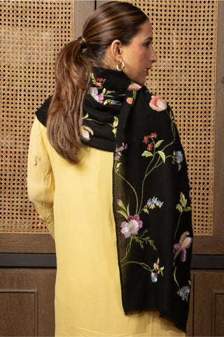 Stole Indian Wedding - Black English Garden by Mauli
