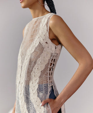 Kurta with Linen Cords Modern Ethnic - Ivory Linen Kurta by Essé