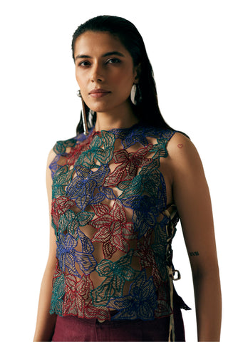 Cutwork Vest Artistic Wear - Multicolor Vest by Essé