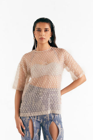T-Shirt Modern Wear - Ivory Bubble Wrap Tee by Essé