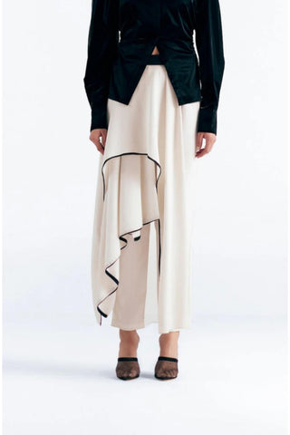 Draped Trousers Ethereal Wear - Ivory Draped Pant by Essé