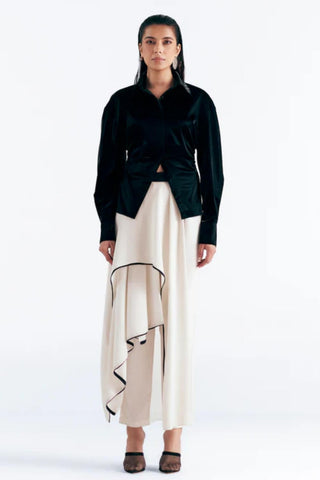 Draped Trousers Ethereal Wear - Ivory Draped Pant by Essé