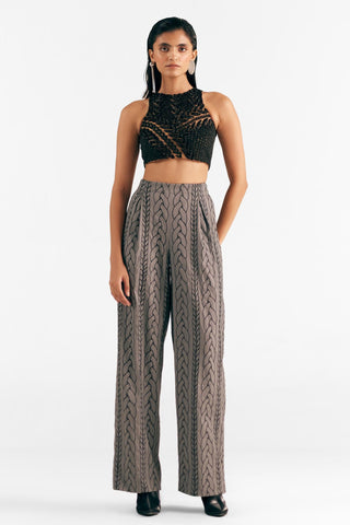 Embroidered Trousers Knit Wear - Gray Slate Pant by Essé