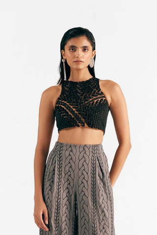 Embroidered Trousers Knit Wear - Gray Slate Pant by Essé