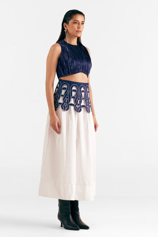 Cut Out Skirt Edgy Denim - Blue Denim Loop Skirt by Essé