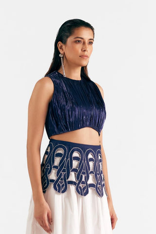 Cut Out Skirt Edgy Denim - Blue Denim Loop Skirt by Essé