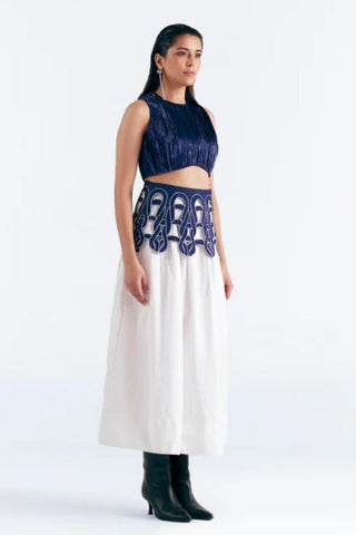 Ruches Top Evening Wear - Navy Metallic Top by Essé