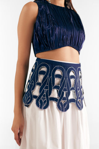 Ruches Top Evening Wear - Navy Metallic Top by Essé