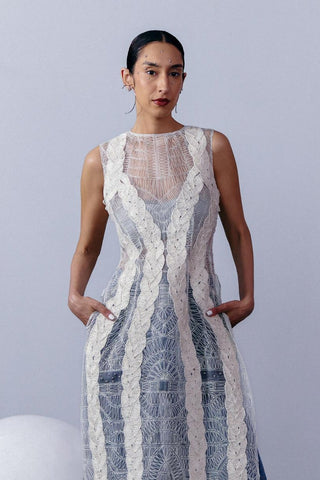 Kurta with Linen Cords Modern Ethnic - Ivory Linen Kurta by Essé