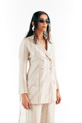 Pant Suit Luxury Wear - Ivory Knit Print Set by Essé