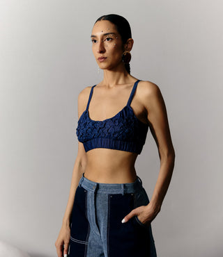 Smocking Bralette Casual Wear - Blue Denim Bralette by Essé