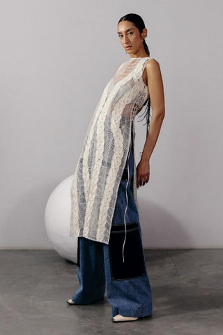 Kurta with Linen Cords Modern Ethnic - Ivory Linen Kurta by Essé