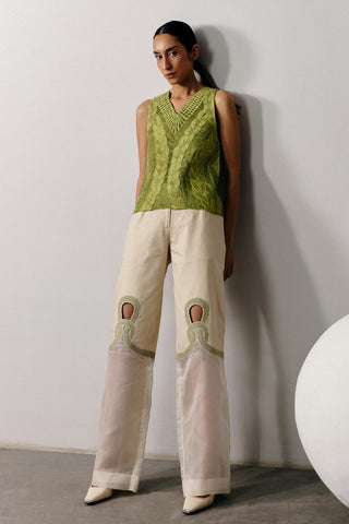 Organza Trousers Ethereal Wear - White Organza Trousers by Essé