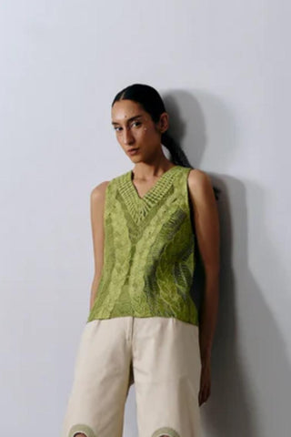 Knit Top Contemporary Wear - Green Knit Top by Essé