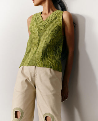 Knit Top Contemporary Wear - Green Knit Top by Essé
