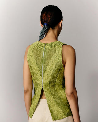 Knit Top Contemporary Wear - Green Knit Top by Essé