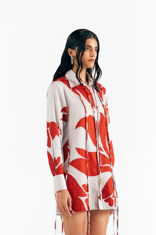 Shirt Dress Feminine Wear - Ivory Floral Dress by Essé