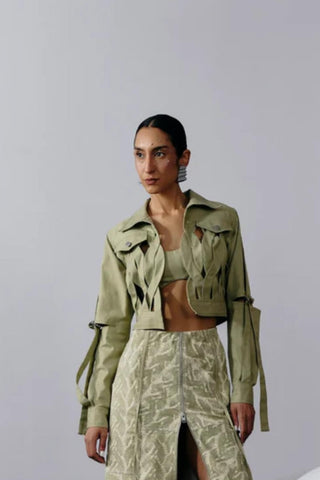Printed Skirt Artistic Wear - Green Printed Skirt by Essé