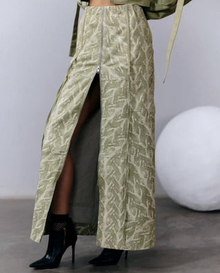 Printed Skirt Artistic Wear - Green Printed Skirt by Essé