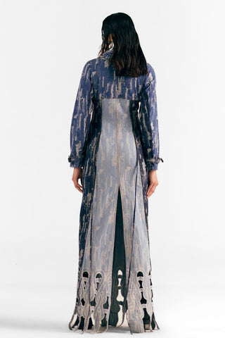 Denim Slit Dress Modern Denim - Blue Triple Slit Dress by Essé