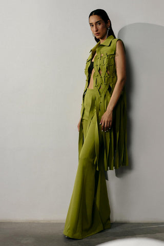 Bell Bottom Pant Retro Wear - Green Flared Pant by Essé