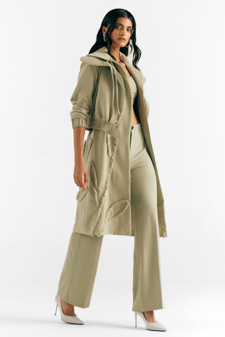 Bomber Trench Fusion Wear - Green Floral Trench by Essé