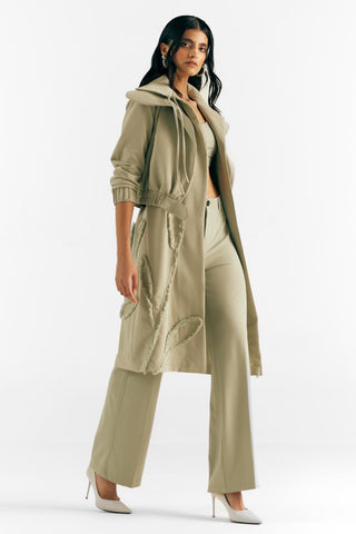 Bomber Trench Fusion Wear - Green Floral Trench by Essé