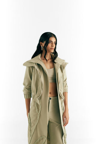 Bomber Trench Fusion Wear - Green Floral Trench by Essé